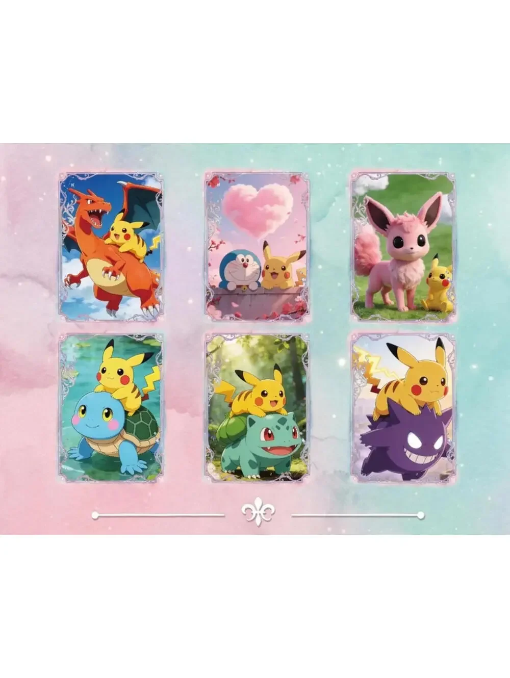 Pokemon Cute Polaroid Card - 3 Strips - Glitter Finish Fan Art